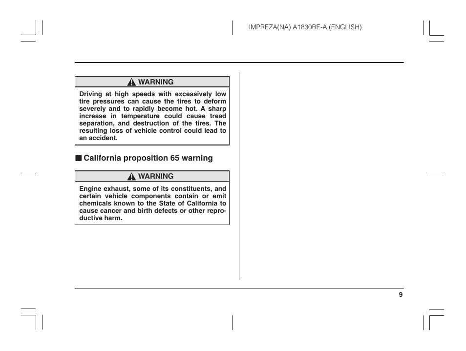 Subaru 2002 Impreza User Manual | Page 12 / 390