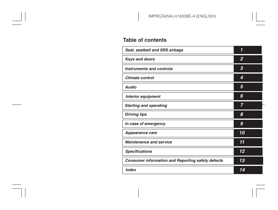 Subaru 2002 Impreza User Manual | Page 14 / 390