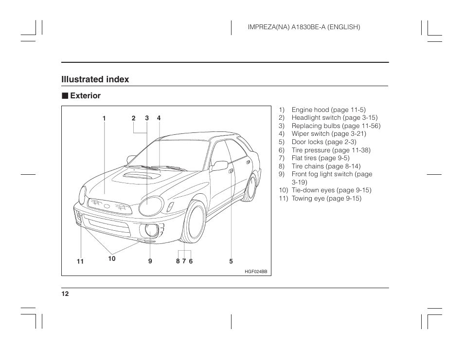 Msa5m0203a_7, Illustrated index | Subaru 2002 Impreza User Manual | Page 15 / 390