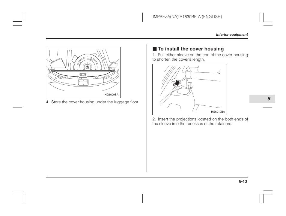 To install the cover housing, J to install the cover housing | Subaru 2002 Impreza User Manual | Page 198 / 390
