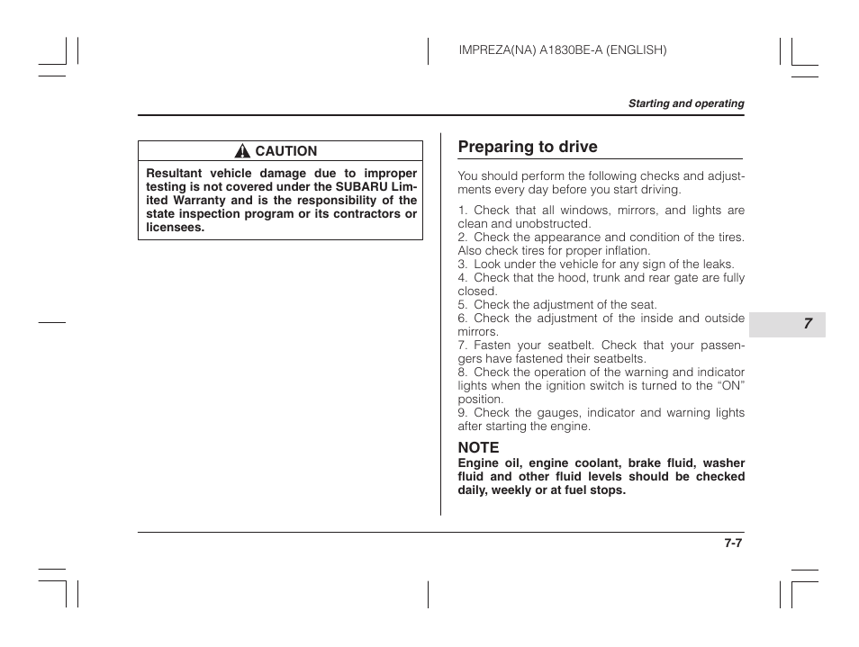 Preparing to drive | Subaru 2002 Impreza User Manual | Page 208 / 390