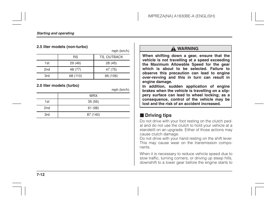 Driving tips, J driving tips | Subaru 2002 Impreza User Manual | Page 213 / 390