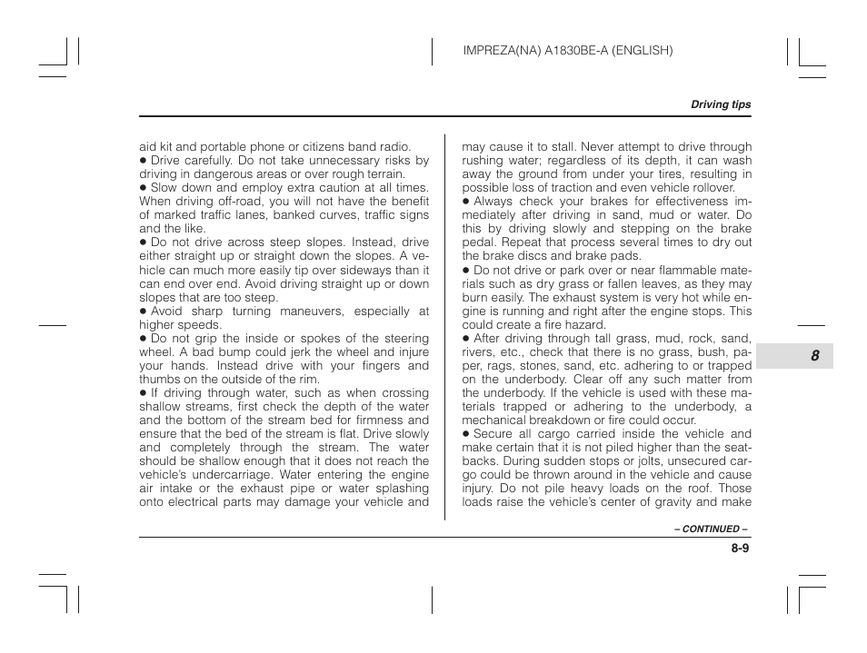 Subaru 2002 Impreza User Manual | Page 240 / 390