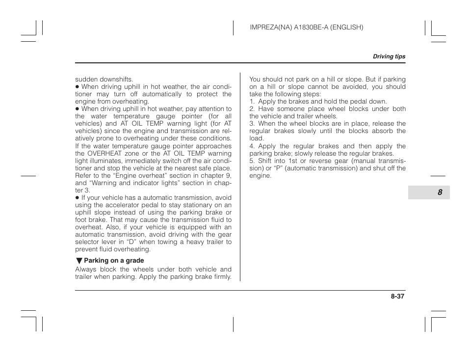Subaru 2002 Impreza User Manual | Page 268 / 390