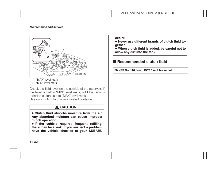 Recommended clutch fluid | Subaru 2002 Impreza User Manual | Page 329 / 390