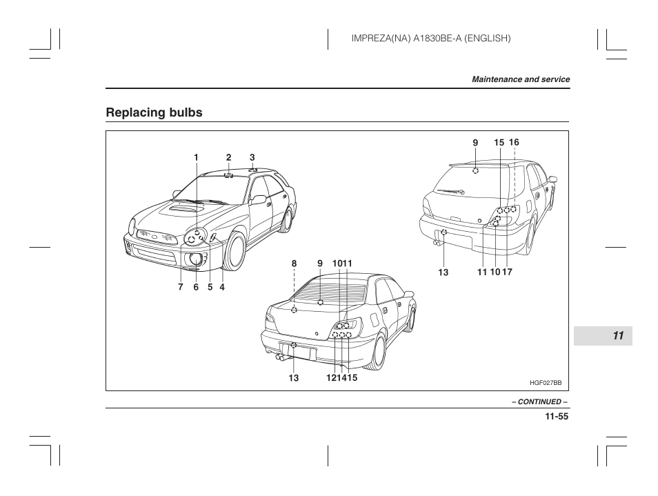 Replacing bulbs | Subaru 2002 Impreza User Manual | Page 352 / 390