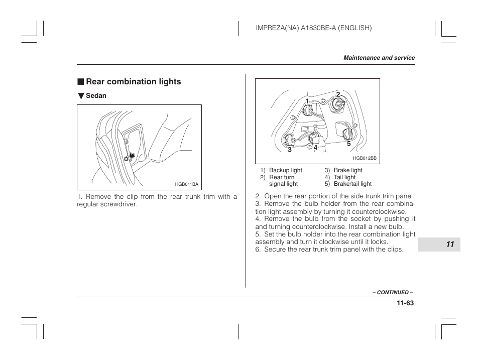 Rear combination lights, J rear combination lights | Subaru 2002 Impreza User Manual | Page 360 / 390