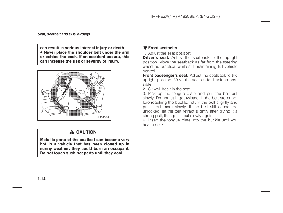 Subaru 2002 Impreza User Manual | Page 37 / 390