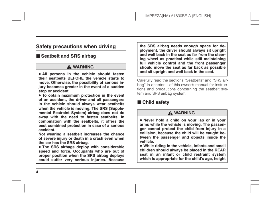 Msa5m0203a_5, Safety precautions when driving | Subaru 2002 Impreza User Manual | Page 7 / 390