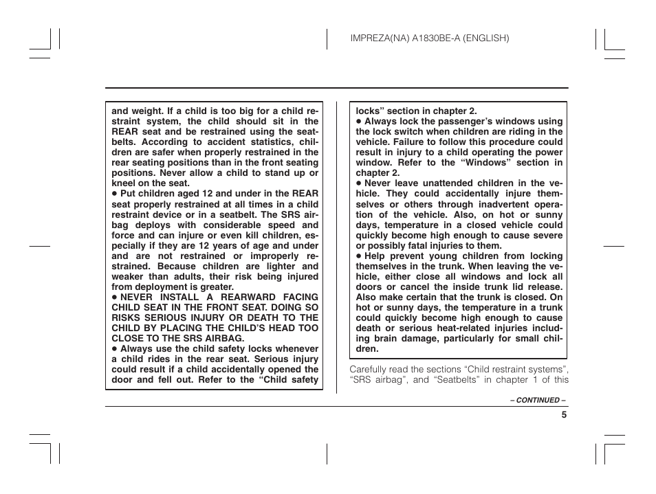 Subaru 2002 Impreza User Manual | Page 8 / 390