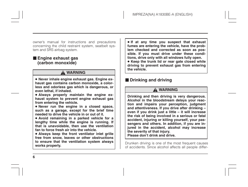 Subaru 2002 Impreza User Manual | Page 9 / 390
