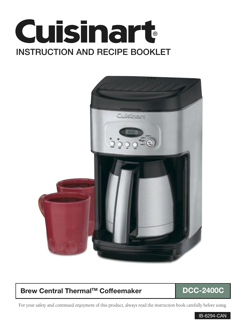 Cuisinart BREW CENTRAL THERMAL DCC-2400C User Manual | 14 pages