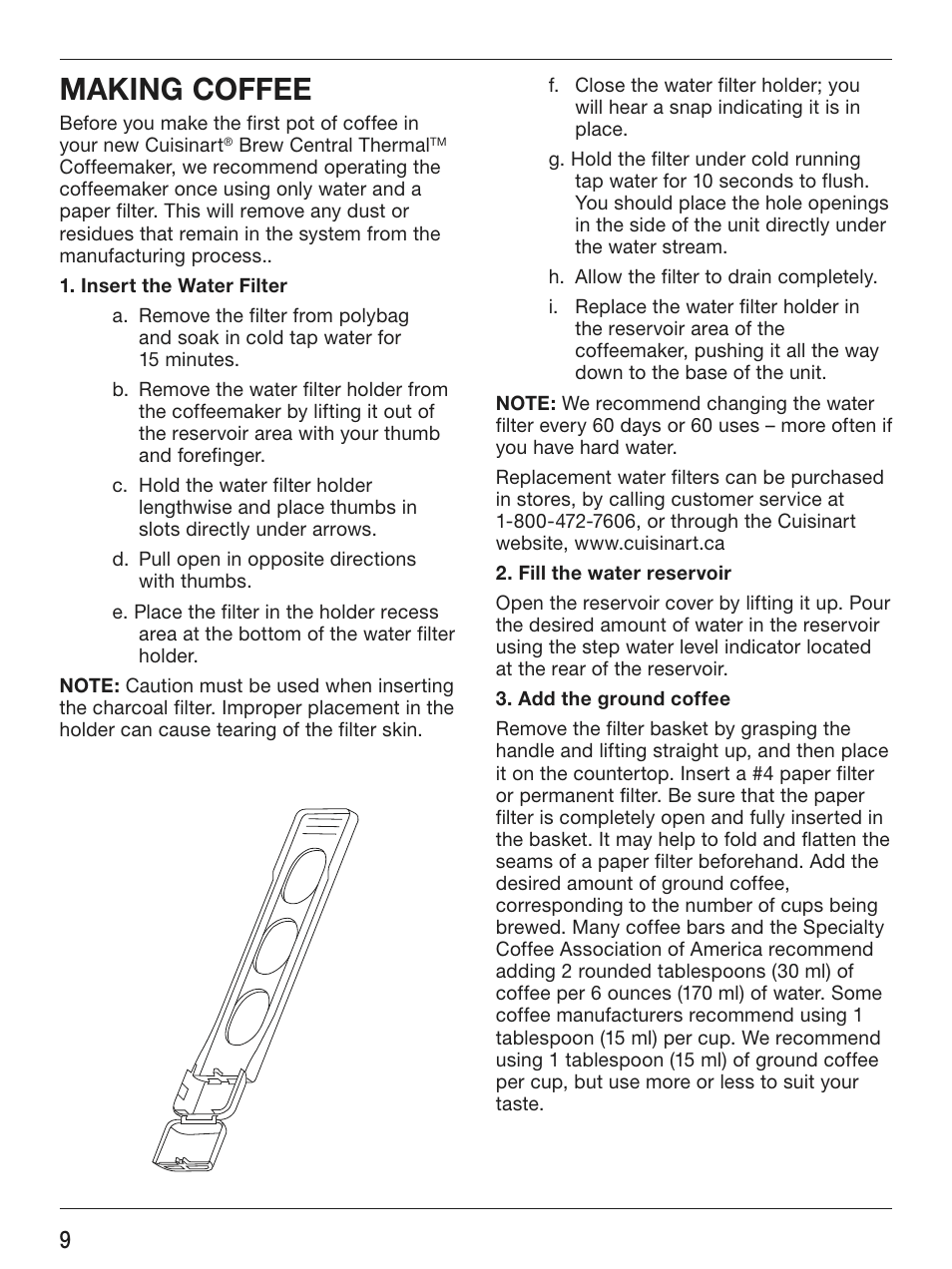 Making coffee | Cuisinart BREW CENTRAL THERMAL DCC-2400C User Manual | Page 10 / 14