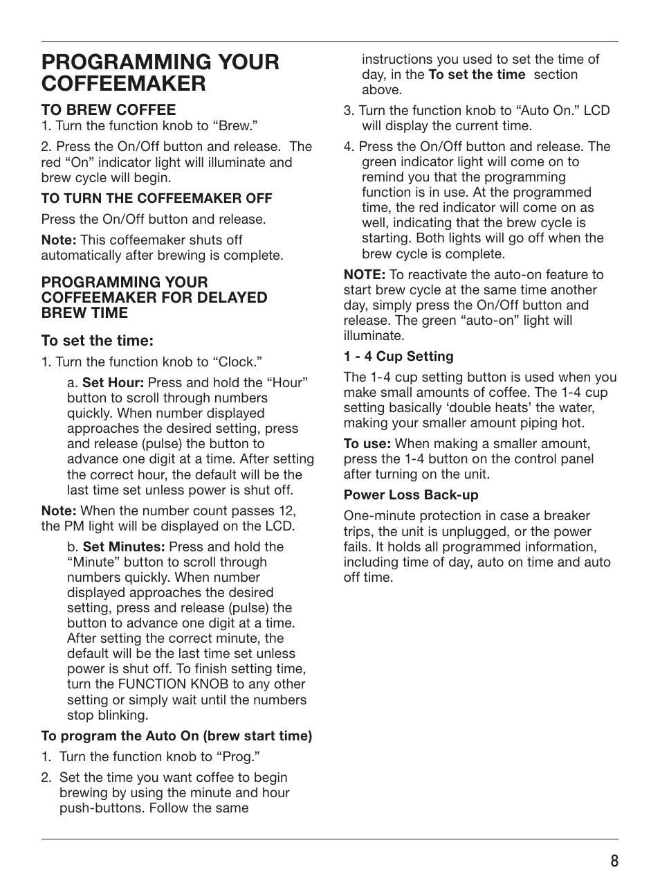 Programming your coffeemaker | Cuisinart BREW CENTRAL THERMAL DCC-2400C User Manual | Page 9 / 14
