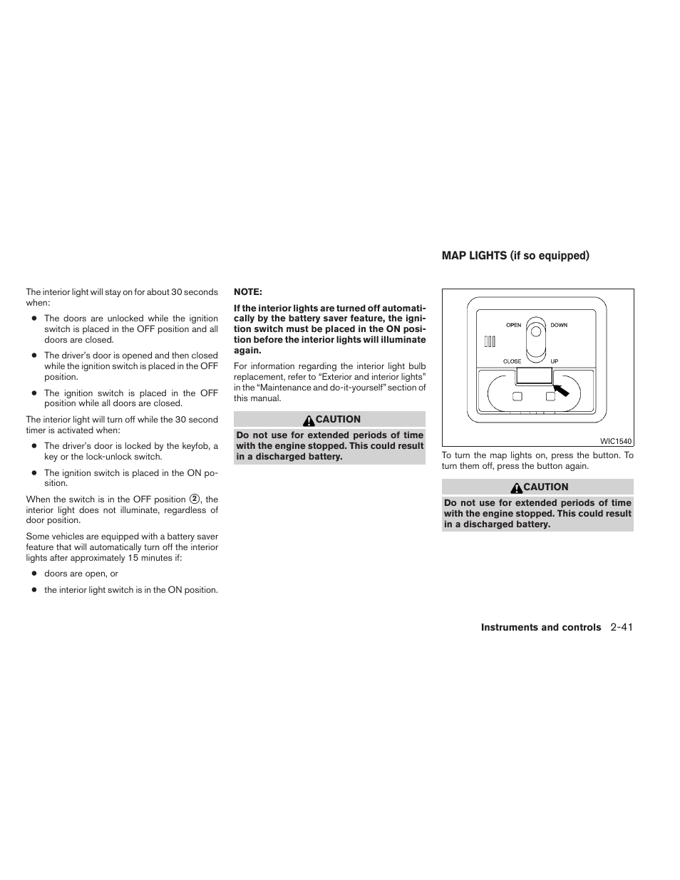 Map lights (if so equipped) -41 | NISSAN 2012 Sentra User Manual | Page 120 / 366