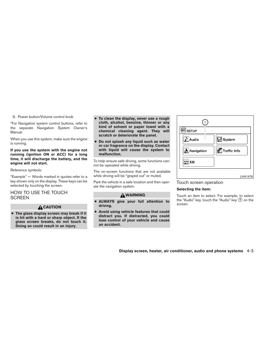 How to use the touch screen -3 | NISSAN 2012 Sentra User Manual | Page 156 / 366