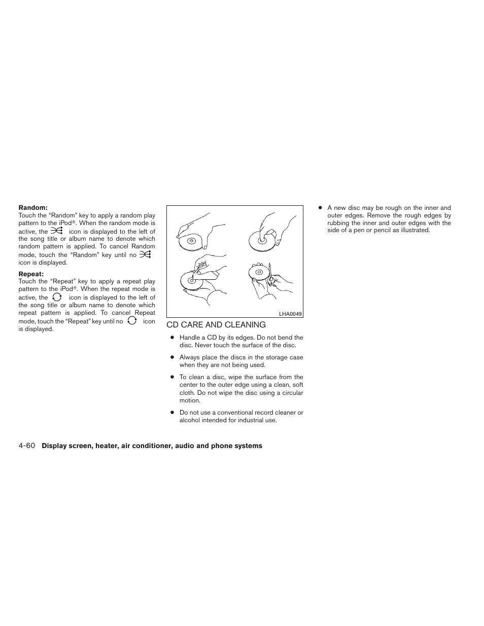 Cd care and cleaning -60 | NISSAN 2012 Sentra User Manual | Page 213 / 366