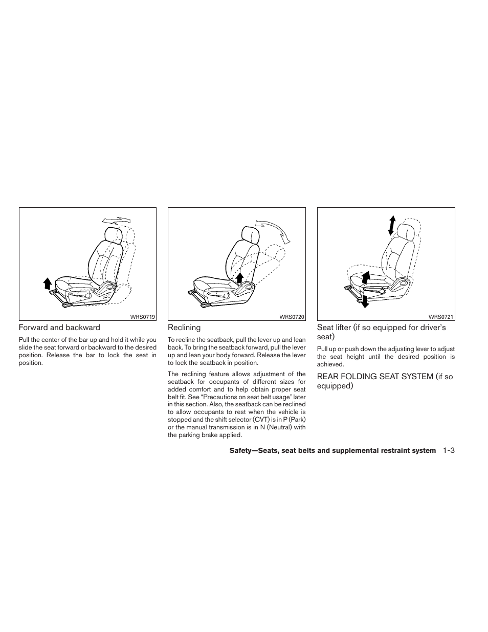 Rear folding seat system (if so equipped) -3 | NISSAN 2012 Sentra User Manual | Page 22 / 366