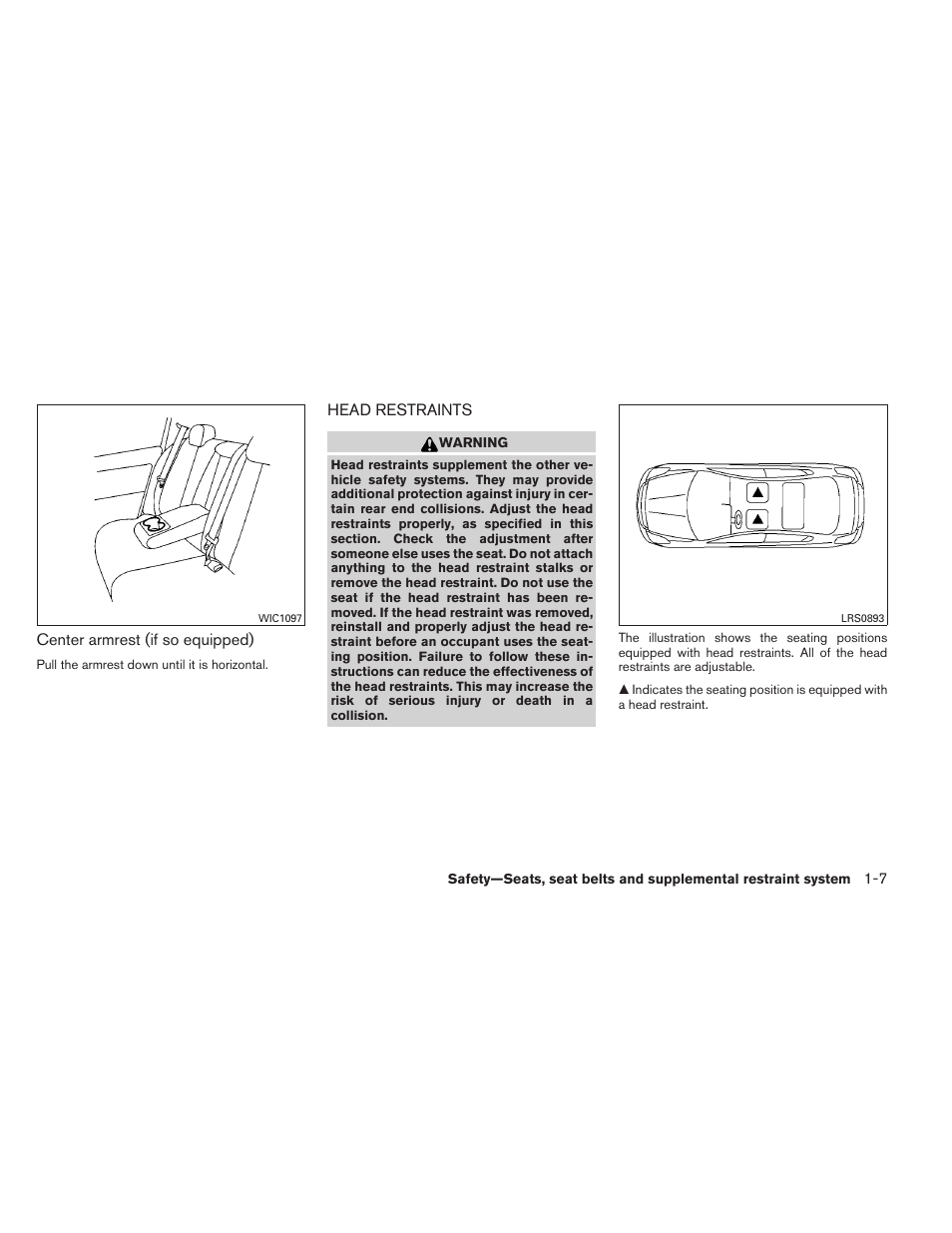 Head restraints -7 | NISSAN 2012 Sentra User Manual | Page 26 / 366