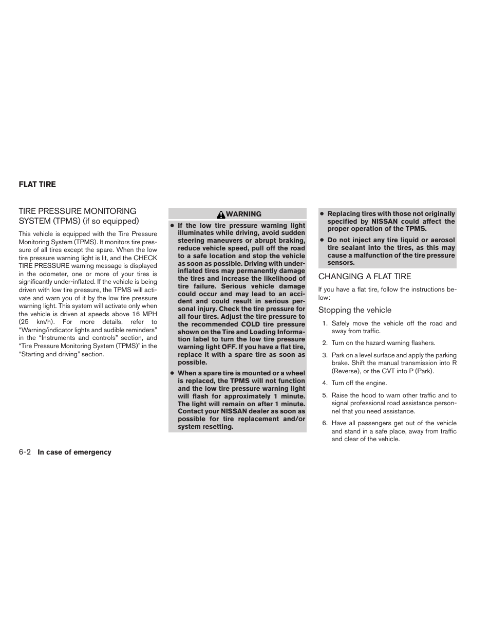 Flat tire -2 | NISSAN 2012 Sentra User Manual | Page 265 / 366