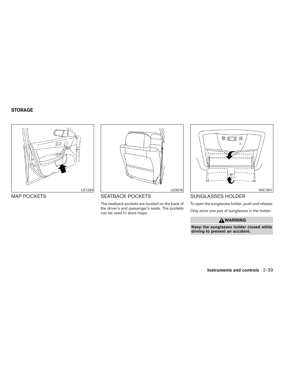 Storage -39 | NISSAN 2012 Maxima User Manual | Page 110 / 452