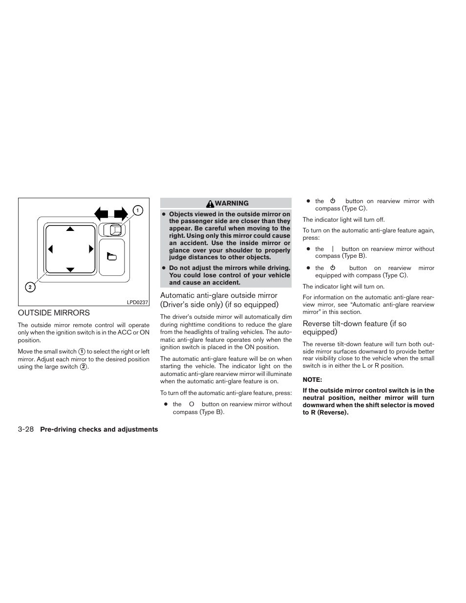 Outside mirrors -28 | NISSAN 2012 Maxima User Manual | Page 155 / 452