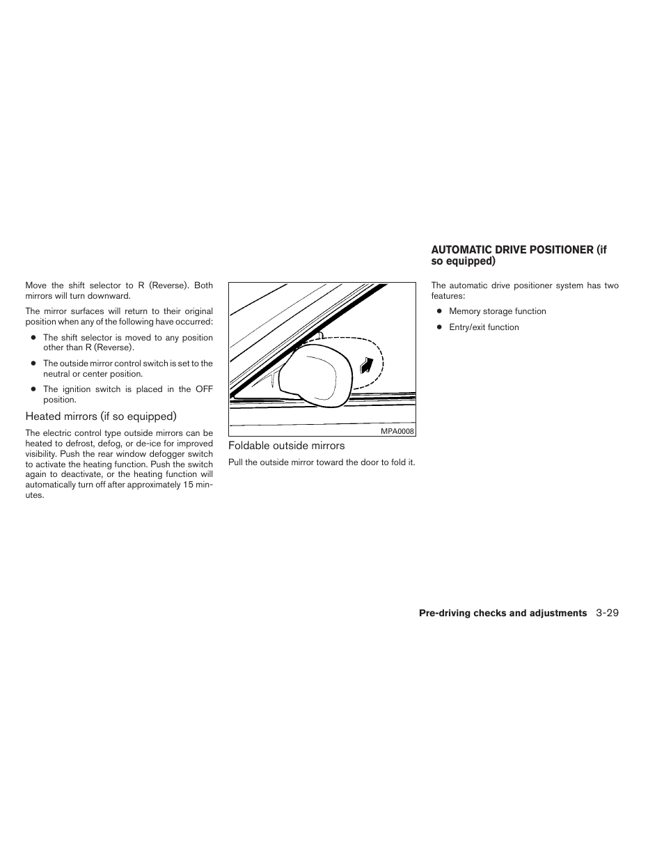 Automatic drive positioner (if so equipped) -29 | NISSAN 2012 Maxima User Manual | Page 156 / 452