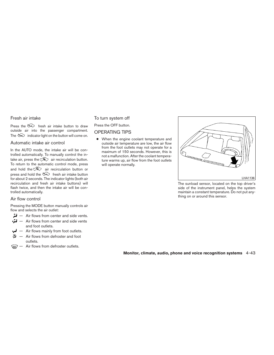 Operating tips -43 | NISSAN 2012 Maxima User Manual | Page 202 / 452