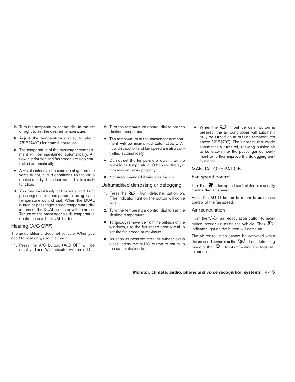 Manual operation -45 | NISSAN 2012 Maxima User Manual | Page 204 / 452