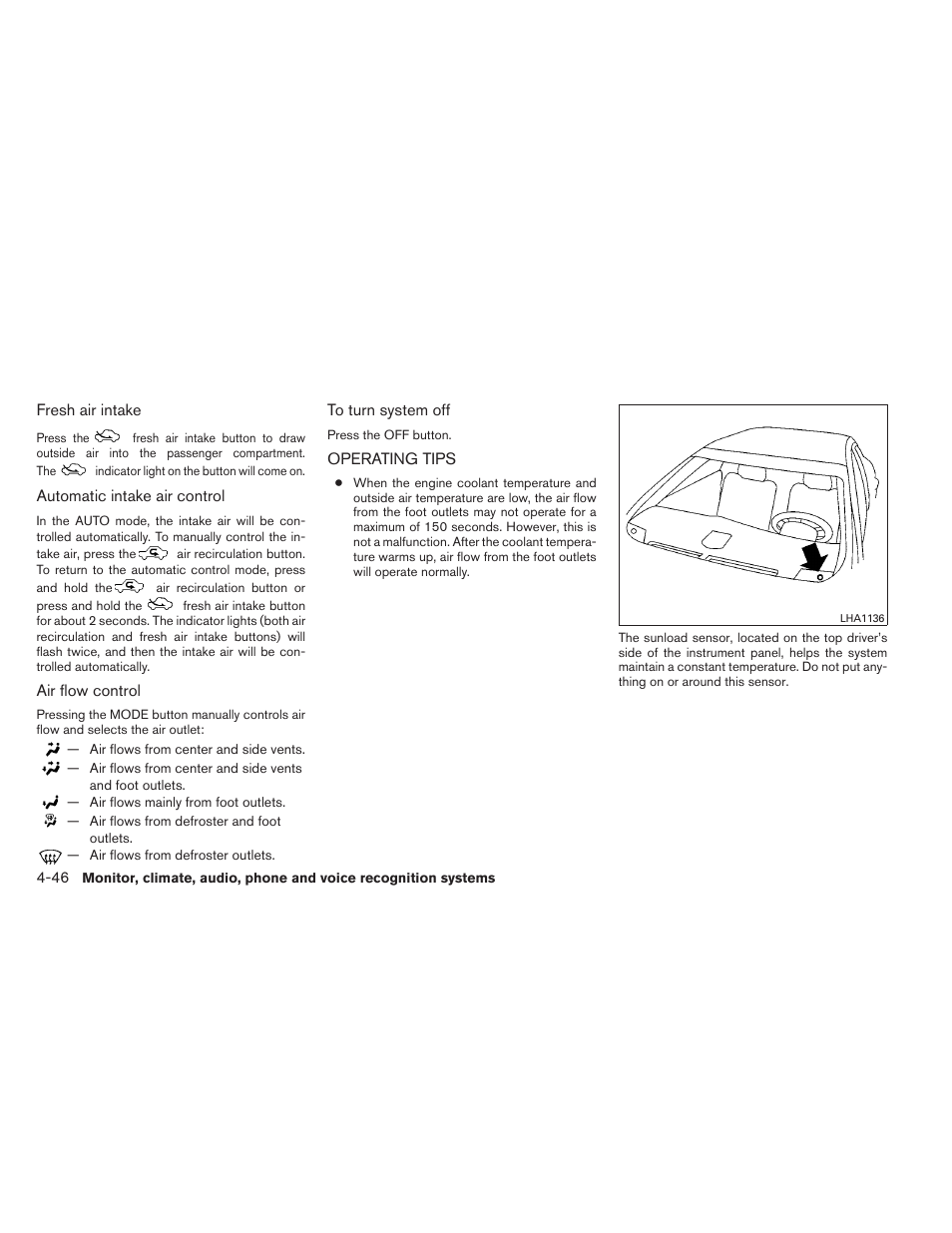 Operating tips -46 | NISSAN 2012 Maxima User Manual | Page 205 / 452