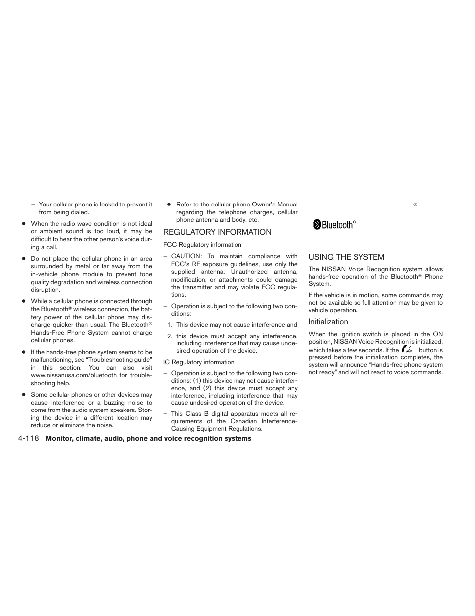 Regulatory information -118 using the system -118 | NISSAN 2012 Maxima User Manual | Page 277 / 452