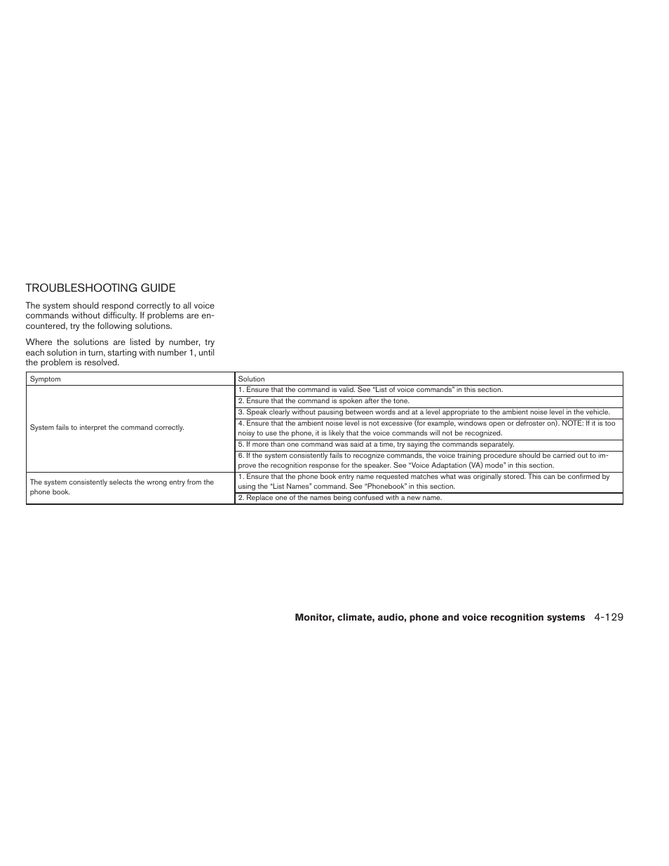 Troubleshooting guide -129, Troubleshooting guide | NISSAN 2012 Maxima User Manual | Page 288 / 452