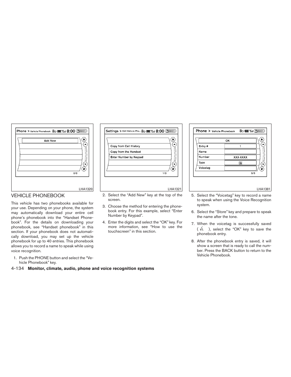 Vehicle phonebook -134 | NISSAN 2012 Maxima User Manual | Page 293 / 452