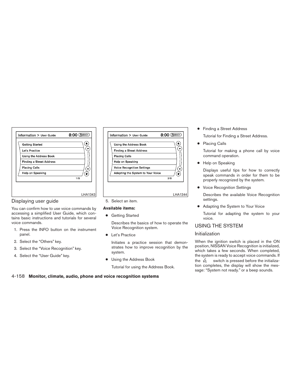 Using the system -158 | NISSAN 2012 Maxima User Manual | Page 317 / 452