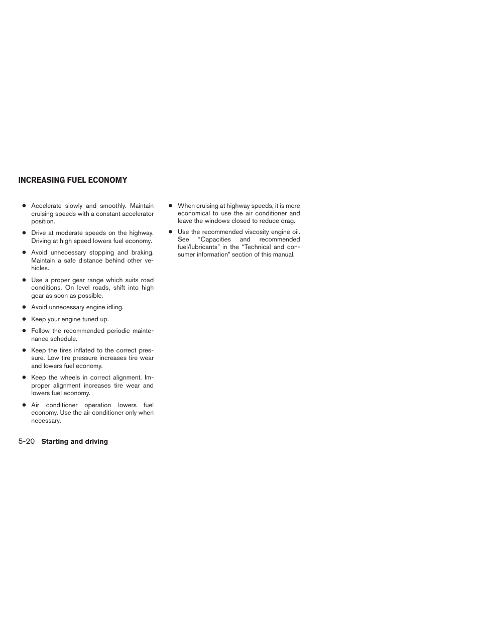 Increasing fuel economy -20 | NISSAN 2012 Maxima User Manual | Page 343 / 452
