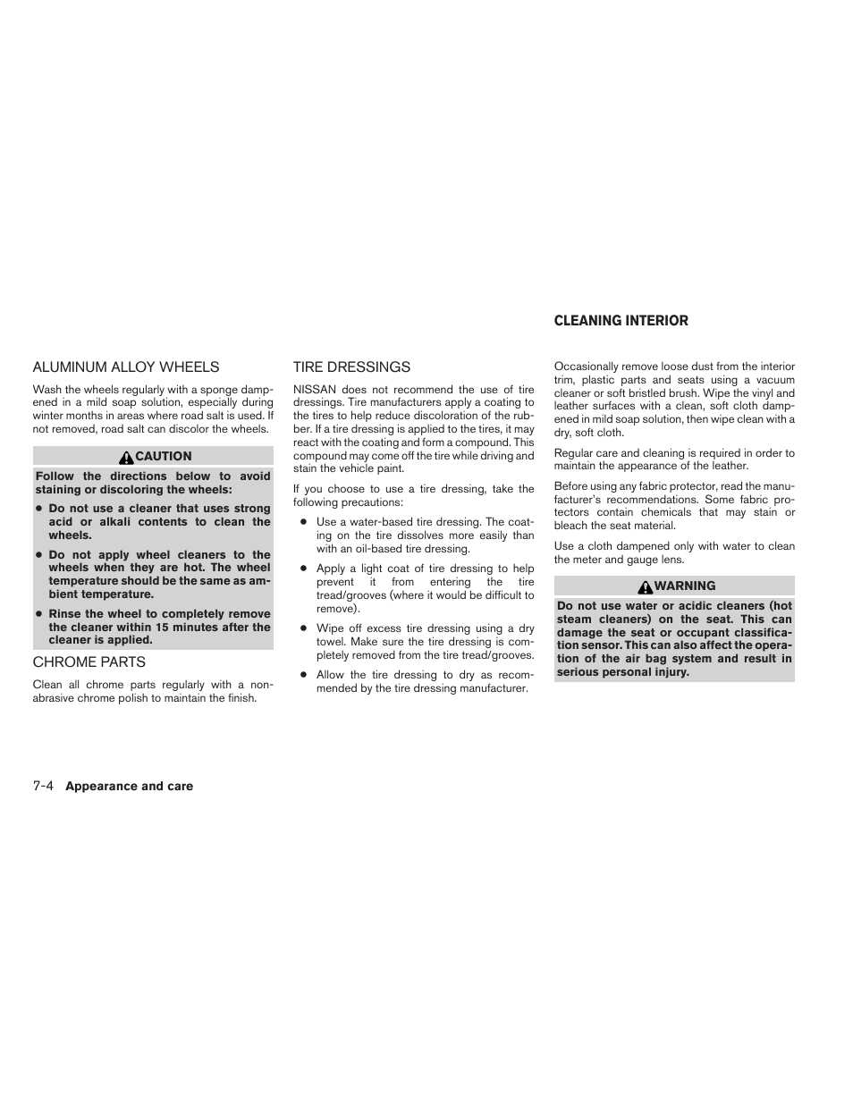 Cleaning interior -4 | NISSAN 2012 Maxima User Manual | Page 369 / 452