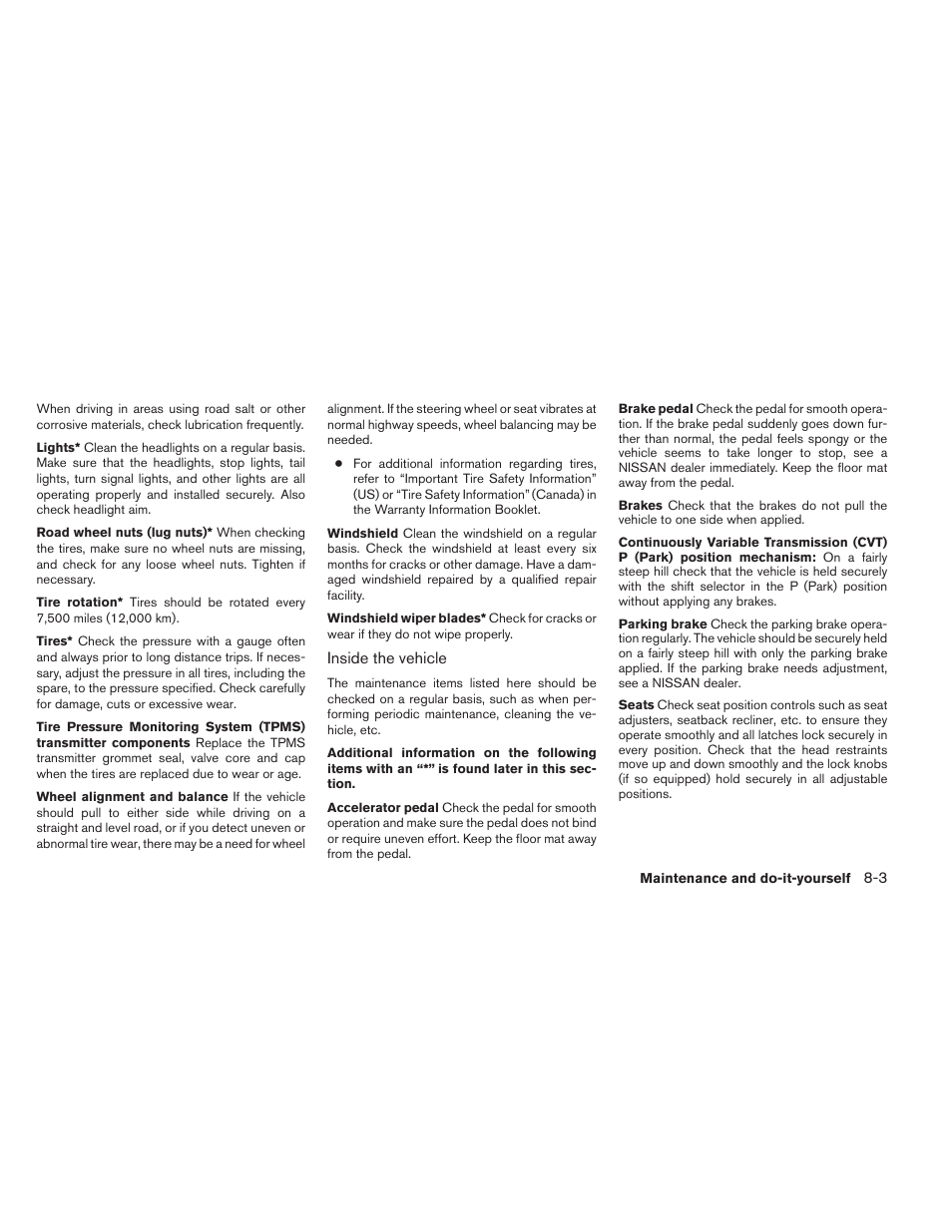 NISSAN 2012 Maxima User Manual | Page 376 / 452