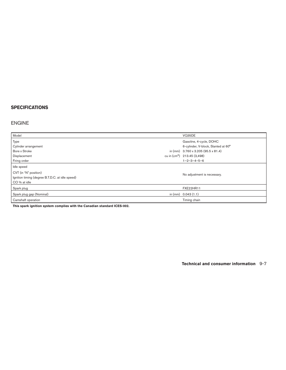 Specifications -7, Engine -7, Engine | Specifications | NISSAN 2012 Maxima User Manual | Page 424 / 452