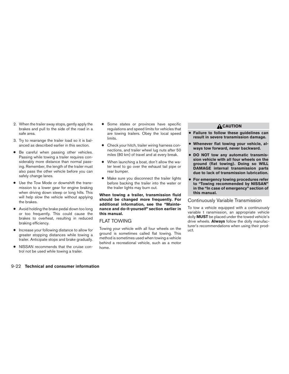 Flat towing -22 | NISSAN 2012 Maxima User Manual | Page 439 / 452