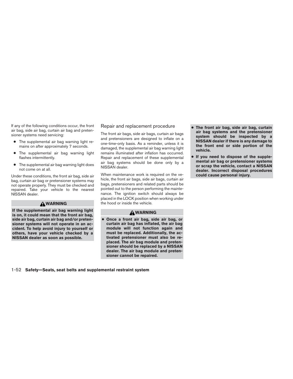 NISSAN 2012 Maxima User Manual | Page 69 / 452
