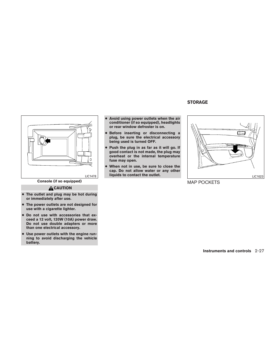 Storage -27, Map pockets -27 | NISSAN 2011 Sentra User Manual | Page 104 / 360