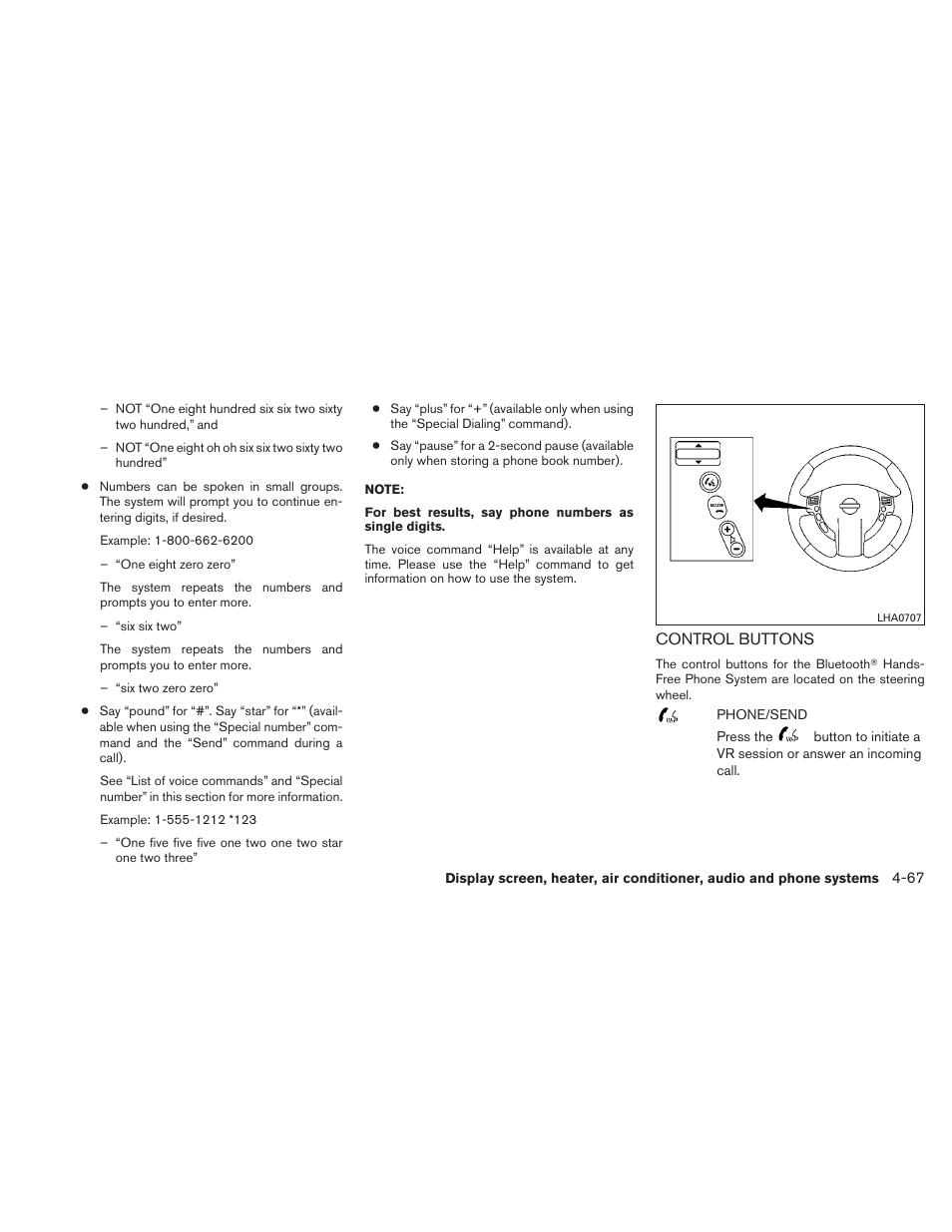 Control buttons -67 | NISSAN 2011 Sentra User Manual | Page 216 / 360