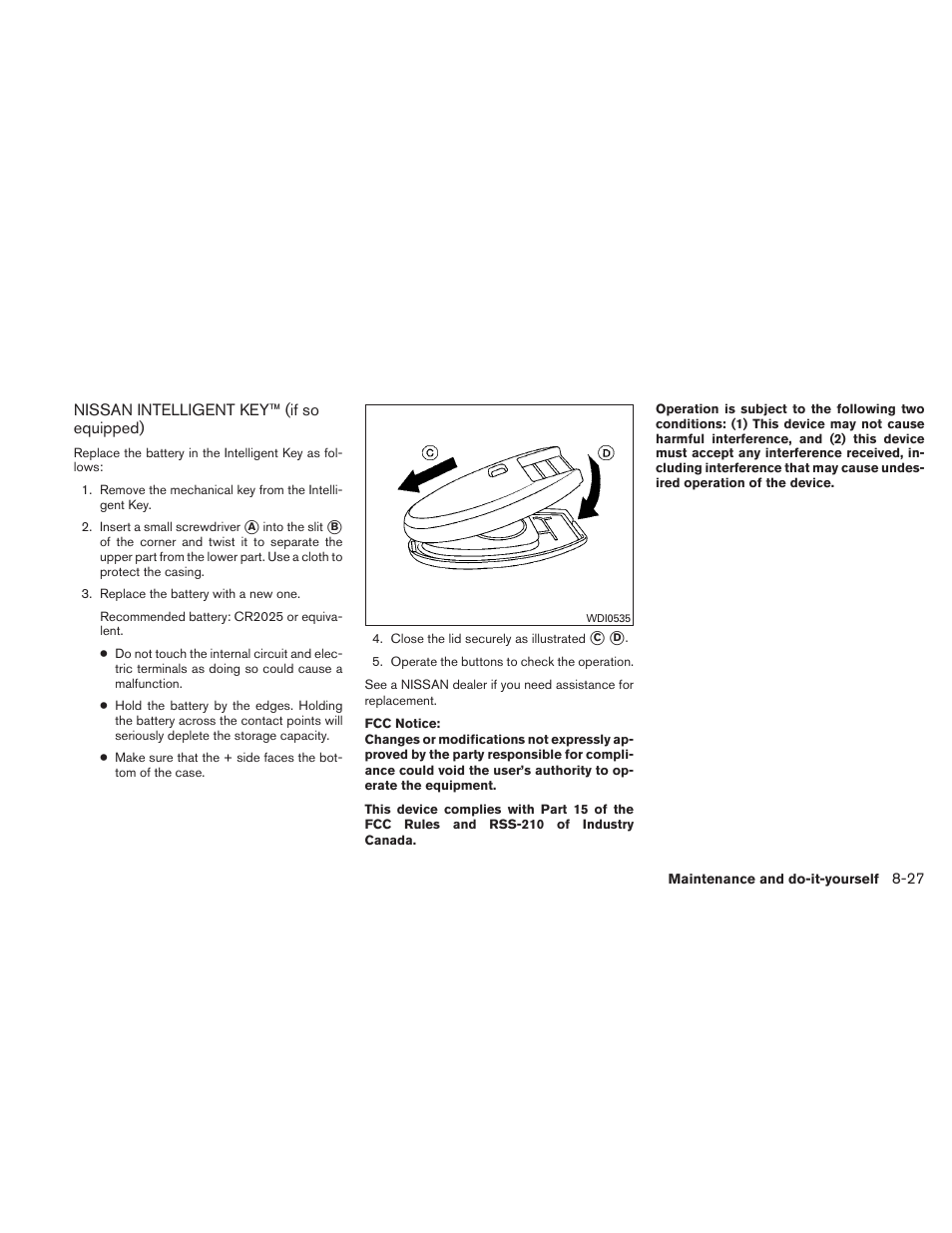 Nissan intelligent key™ (if so equipped) -27 | NISSAN 2011 Sentra User Manual | Page 308 / 360
