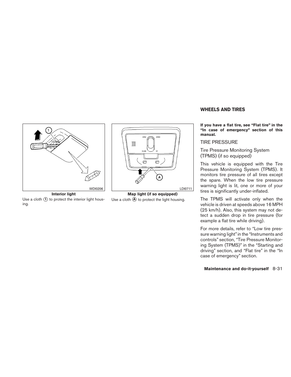 Wheels and tires -31, Tire pressure -31 | NISSAN 2011 Sentra User Manual | Page 312 / 360