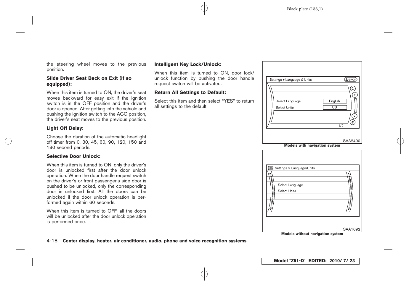 NISSAN 2011 Murano User Manual | Page 188 / 433