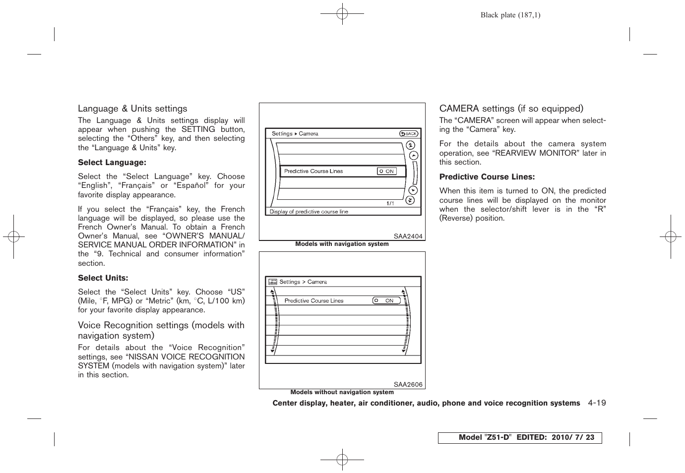 NISSAN 2011 Murano User Manual | Page 189 / 433