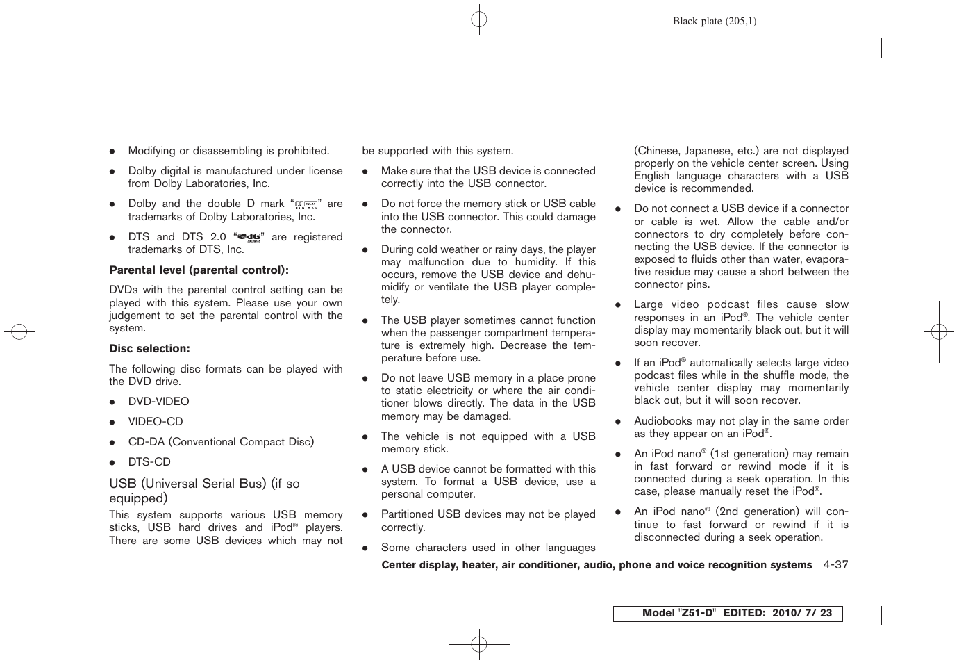 NISSAN 2011 Murano User Manual | Page 207 / 433