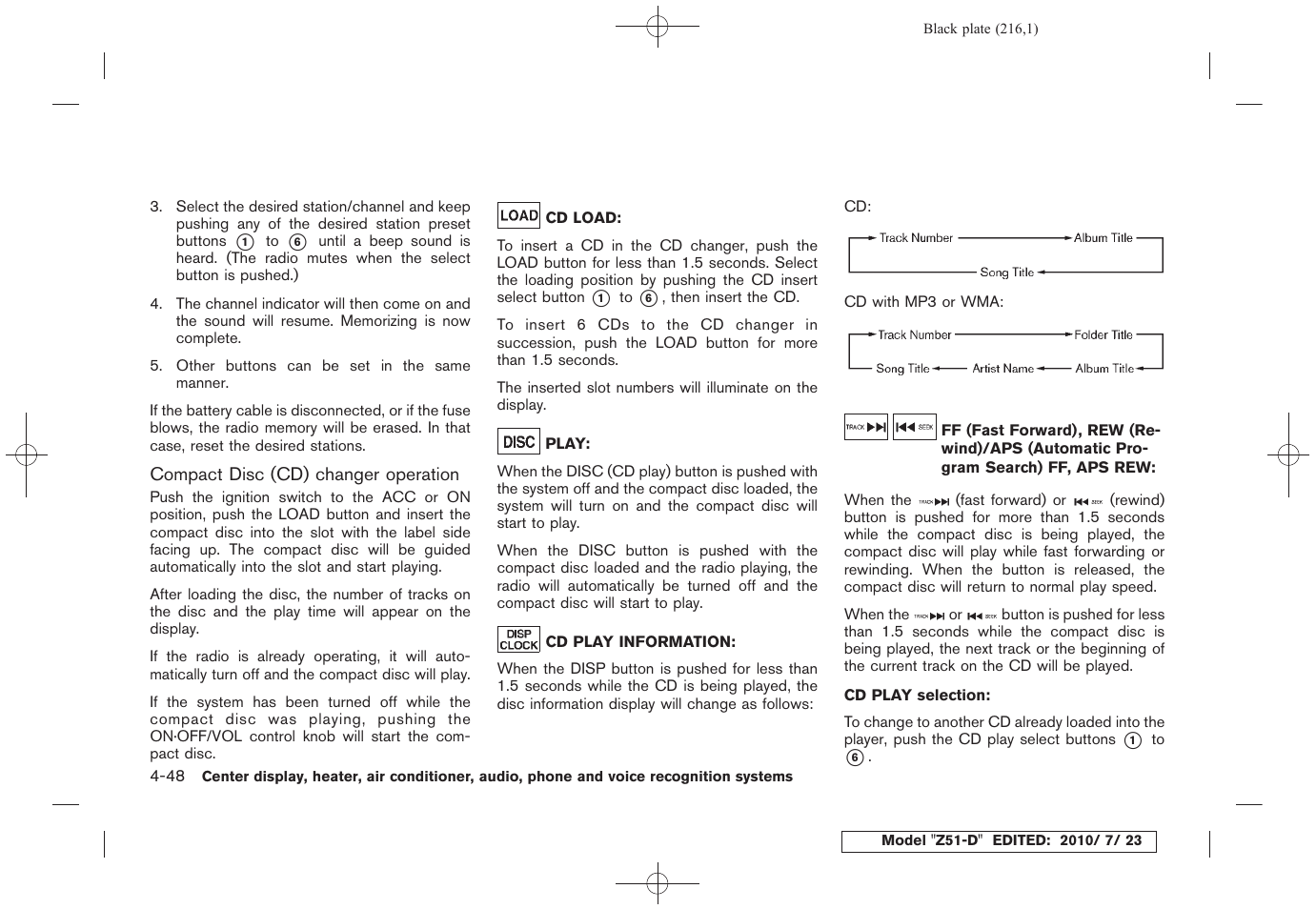 NISSAN 2011 Murano User Manual | Page 218 / 433