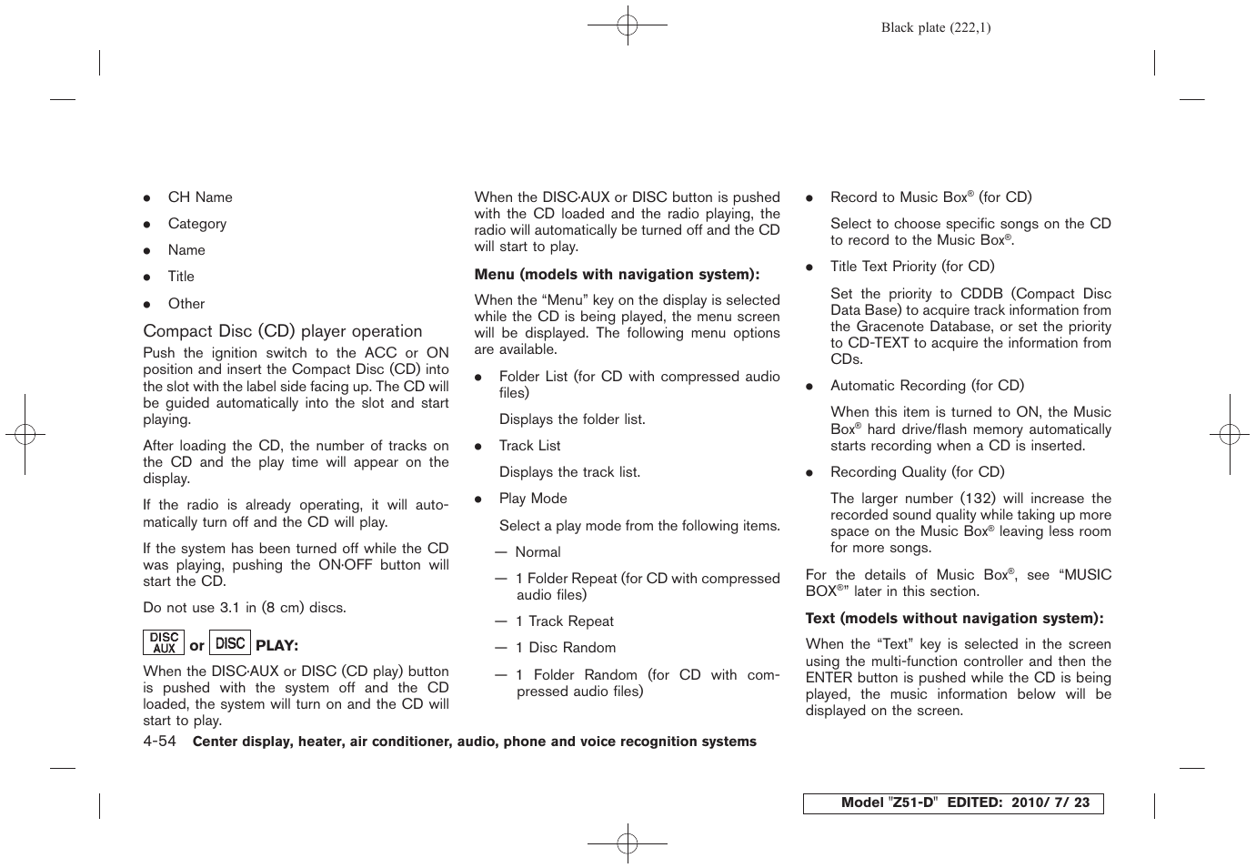 NISSAN 2011 Murano User Manual | Page 224 / 433