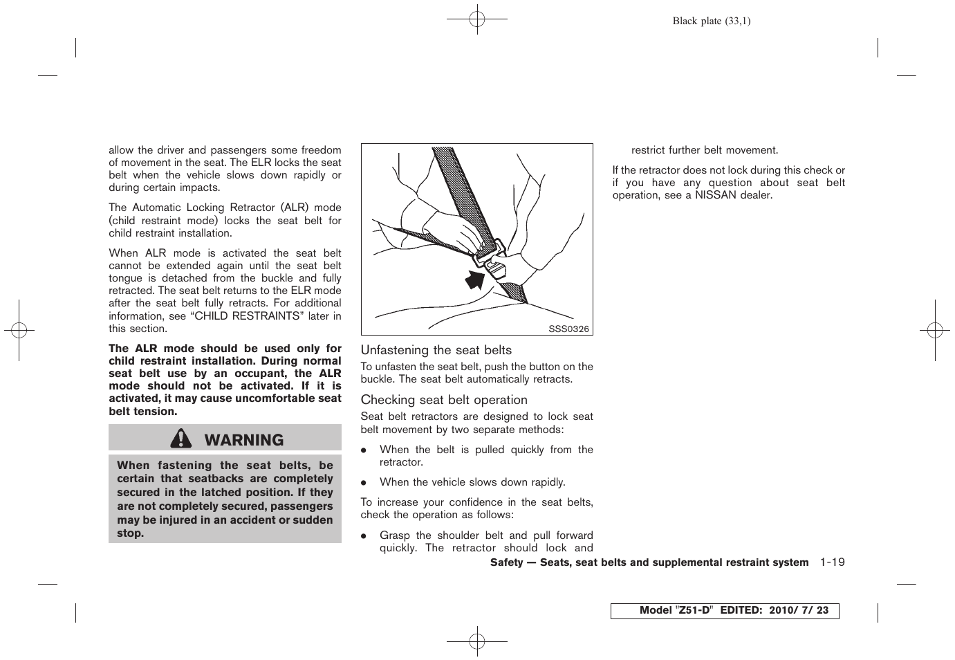 Warning | NISSAN 2011 Murano User Manual | Page 35 / 433